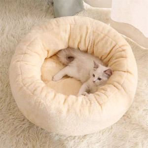 Lit pour animaux de compagnie, canapé pour chaton, coussin en peluche, lit pour animaux de compagnie quatre saisons pour chiens et chats, tapis doux, lit rond chaud pour chat - Product Image 3