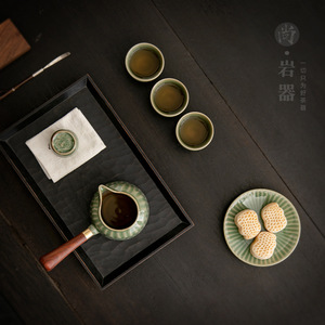 Tasse de justice en céladon de la forge Yue, glaçure verte bambou, avec poignée latérale, récipient de service à thé, ensemble de thé Kung Fu, porcelaine Dehua - Product Image 4