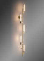 Applique murale de luxe moderne à 5 lumières avec abat-jour en laiton brossé blanc cassé et LED