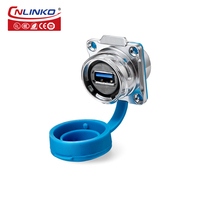 CNLINKO Conector de Panel Frontal con Puerto USB DH24, Extensión de Cable USB, Resistente al Agua IP68