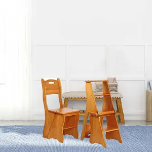 Léger Portable 4 étapes multifonctionnel bibliothèque échelle chaise en bois pliant fleur support bois artisanat boîtes en bois signes muraux
