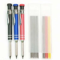 Crayon de charpentier en métal professionnel 2.8MM marqueur de trou profond mécanique crayon de menuiserie avec affûteur ensemble d'outils de travail du bois