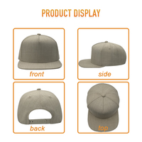 Gorra Heycap Fabricada en China, Unisex, de Lana y Acrílico, Hecha a Mano, con Logotipo Bordado Personalizado, Negra, Orgánica, con Cierre a Presión y Parte Superior Plana, con Estampado