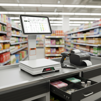 Sistema POS Todo en Uno de 15.6 Pulgadas, Kiosco de Pedidos para Restaurantes, Sistema de Punto de Venta, Terminal de Pago, Caja Registradora POS con Báscula con IA