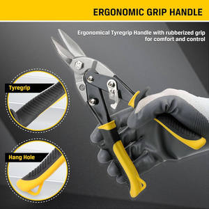 Industrial Multi-Purpose Shears Stainless Steel Blade Soft Grip Handle Yellow 10 Inch Straight Cut For Sheet Metal Cutting - Product Image 4