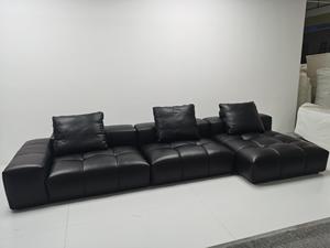 Juego de sofá seccional en forma de L de cuero genuino de lujo moderno Asiento reclinable con mechones de alta calidad para el hogar para la vida del apartamento - Product Image 3