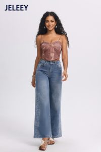 Pantalones de algodón cómodos, estilo de pierna ancha, modernos y cómodos, con diseño teñido y estampado, ideales para ir al trabajo. - Product Image 6