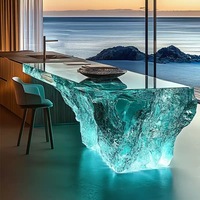 Comptoir de bar personnalisé de luxe Ming Chuang Art, minimaliste et moderne, en résine transparente illuminée, inspiré du glacier