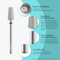 HYTOOS Mini 5 en 1 Embouts de ponceuse à ongles coniques de 10 mm pour ongles, Embouts professionnels en carbure de sécurité pour le retrait du gel acrylique
