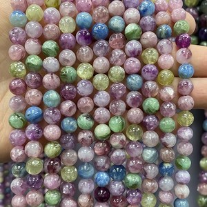 Perles de pierres de guérison 6/8/10 mm – Quartz fantôme violet, Aventurine rose, Lepidolite mélangée – Perles de pierres précieuses en vrac pour la fabrication de bijoux - Product Image 2