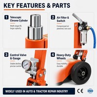 Cric hydraulique professionnel en acier/métal de 30 tonnes à châssis long, certifié CE, pour réparation automobile