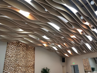 Panneaux acoustiques ignifuges en aluminium pour plafonds suspendus en forme de U, pour bâtiments à plusieurs étages et espaces commerciaux