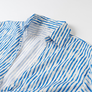 Camicetta Casual da Donna con Colletto Rovesciato, Stampa <span class=keywords><strong>a</strong></span> <span class=keywords><strong>Righe</strong></span> <span class=keywords><strong>Blu</strong></span> <span class=keywords><strong>e</strong></span> <span class=keywords><strong>Bianca</strong></span>, Fiocco Frontale <span class=keywords><strong>e</strong></span> Maniche Lunghe - Product Image 3