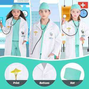 Çocuklar cadılar bayramı Cosplay doktor kostüm ile Lab Coat şapka etekler dahil stetoskop rozeti - Product Image 3