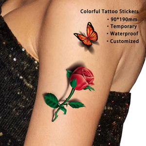 Nouveauté 2026 – Autocollants de <span class=keywords><strong>tatouage</strong></span> temporaires <span class=keywords><strong>3D</strong></span> imperméables multicolores, motif papillon et fleur semi-artisanaux, vente en gros - Product Image 6