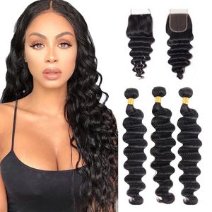ผมมนุษย์แบบลอนคลื่นหลวมๆ น้ำหนัก 100 กรัม แบบ Double Drawn Brazilian Remy พร้อมแผ่นปิดผม 4x4 ลอนธรรมชาติ สำหรับผู้หญิงผิวสี - Product Image 6