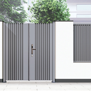 Portail battant moderne Qifan en acier thermolaqué avec barres verticales pour usage extérieur - Product Image 4