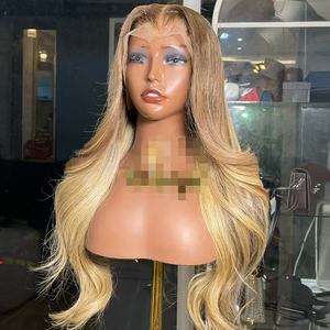 <span class=keywords><strong>Boutique</strong></span> de perruques de reflets blonds Bonne qualité Perruques de cheveux humains vietnamiens Blonde avec mèches Gluess Perruque transparente Hd Lace - Product Image 2