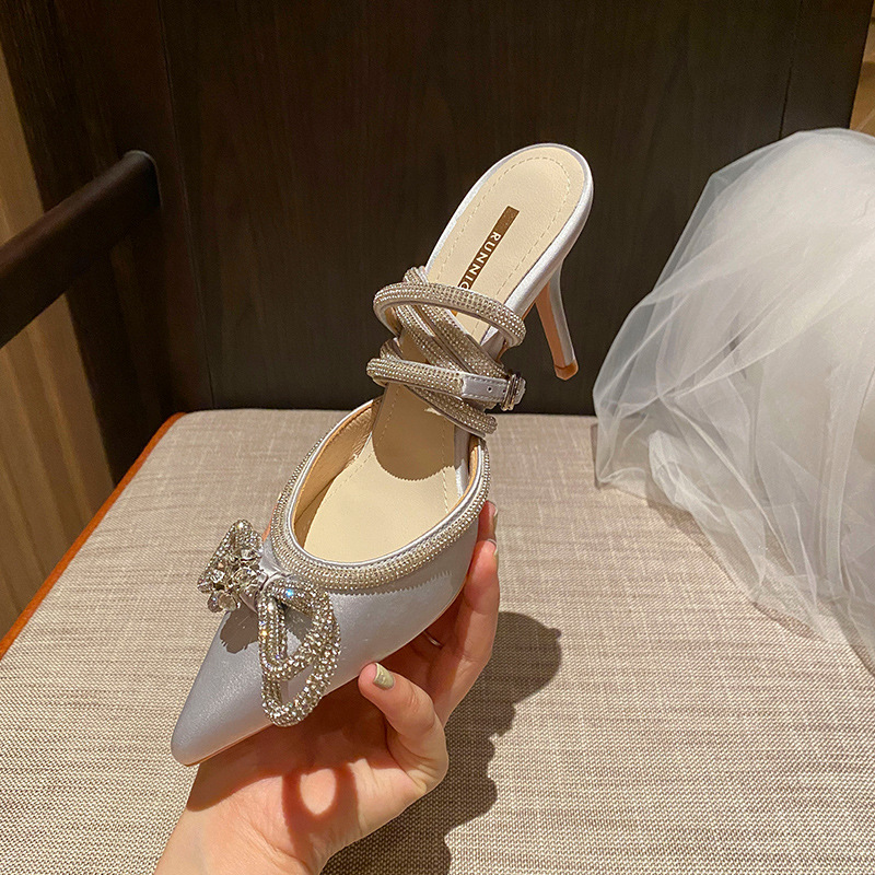 Silver Satin Lace UP