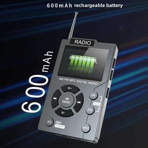 <b>Digital</b> LCD <b>Clock</b> AM FM Pocket Radio Stereo MP3 Player Telescopic Antenna Auto Scan Headphone Portable Broadcast Receiver - Product Image 4