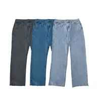 Benutzer definierte europäische Loose Fit Blank Wash Jeans Männlich Weiblich Breites Bein Jeans hose Mittlere Taille Gerade Männer Plain Baggy Jeans