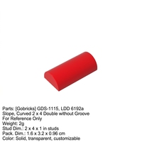 Gobricks Venta al por Mayor en Stock, Piezas de Ladrillos GDS-1115, Bloques de Construcción de Plástico ABS 6192a, Ladrillo Curvo 2x4 Doble Sin Pernos