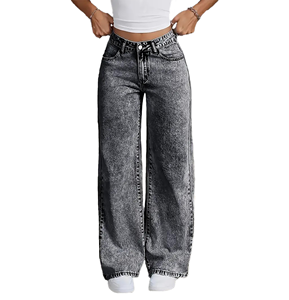 <span class=keywords><strong>Jeans</strong></span> a Gamba Larga in Denim <span class=keywords><strong>Grigio</strong></span> Traspirante ad Alta Elasticità per <span class=keywords><strong>Donna</strong></span>, Vita Alta, Taglie Forti, Tinta Unita, Casual, Lavabile, Spedizione Gratuita negli USA - Product Image 1