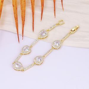 Jxx <b>Fashion</b> 14K Gold Plated Brass Tennis Bracelet Adjustable Ladies' Cubic Zirconia Stylish and Trendy Jewelry for Women - Product Image 4