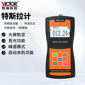 VICTOR Testeur de champ magnétique numérique Tesla Meter 0-2500mT VC862C - Product Image 5