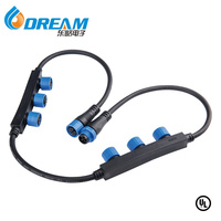 Konektor Tahan Air IP68 DREAM M15 F Type Power Splitter 2 Pin 1 Masuk 2 3 Keluar Kabel Harness untuk Pencahayaan Lanskap LED Luar Ruangan