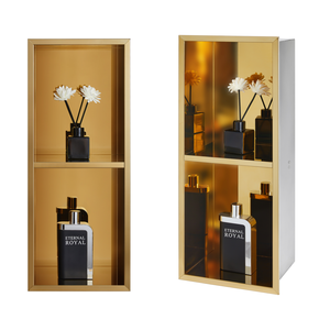 60x30x15CM Miroir Or SUS304 Acier Inoxydable Anti-Rouille <span class=keywords><strong>TV</strong></span> <span class=keywords><strong>Mur</strong></span> <span class=keywords><strong>Niche</strong></span> Shampooing Toilette Stockage 2 Couches Salle De Bains Douche <span class=keywords><strong>Niche</strong></span> - Product Image 5