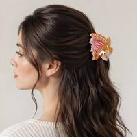Pince à cheveux personnalisée en acétate, forme de poisson colorée et mignonne, style plage d'été pour femmes