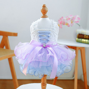 <strong>Graceful</strong> Spring Summer Wedding Dress for Dogs Elegant Polyester <strong>Pet</strong> Yarn Dress with Printed Pattern - Product Image 6