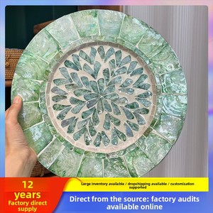Plateau de table rond en verre vietnamien, style français, motif solide, résistant à la chaleur, créatif, haut de gamme, luxe léger, pour la maison - Product Image 2