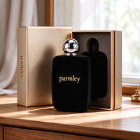 Nouveau style, flacon de parfum carré épais en verre transparent de 100 ml, personnalisé, coloré, avec revêtement en velours, impression sérigraphique et boîte avec couvercle.