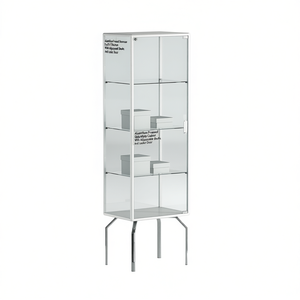 Vitrina con Marco de Aluminio 51x37x170cm, Gabinete de Exhibición de Vidrio Blanco con Estantes Ajustables y Puerta con Cerradura - Product Image 2