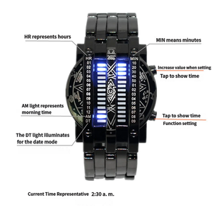 <span class=keywords><strong>Reloj</strong></span> Deportivo de Lujo para Hombre, de Acero Inoxidable, con Pantalla LED Binaria Azul, Luminoso, Resistente al Agua, Esfera Digital, Caja de Aleación, Estilo Moderno - Product Image 2