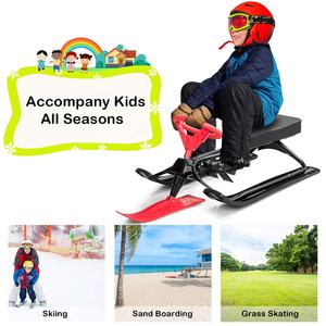 Traîneau à neige avec volant et freins doubles Cadre en acier durable Traîneau orientable de descente classique pour enfants Adolescents Adultes - Product Image 3