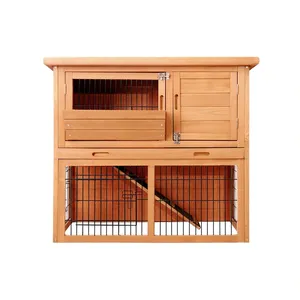 Wooden Rabbit Hutch Outdoor Animal Cage Solid Wood Chicken Coop For Backyard