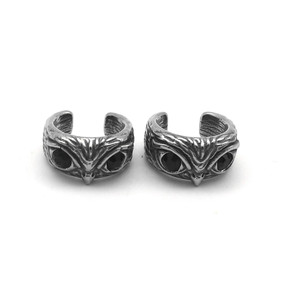 Pendientes de aro con forma de búho yunnique, de acero inoxidable, con piedras preciosas rojas, para hombres y mujeres, estilo gótico retro, a la moda - Product Image 3