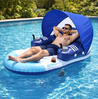 Radeau flottant motorisé personnalisé de luxe pour adultes, 360 °   Fauteuil gonflable ergonomique avec dossier et repose-pieds