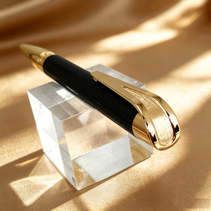 For JR3879 (<b>Gold</b>) High Quality Business Signature Brass <b>Pen</b> Big Clip Carbon Fiber Barrel Custom Logo Black Ink-Office <b>Pen</b> - Product Image 3