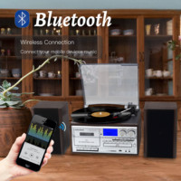Reproductor de Discos Retro Todo en Uno con Precio al por Mayor, Fonógrafo, USB, CD, Radio AM/FM, Bluetooth, Tocadiscos para Vinilo de 3 Velocidades
