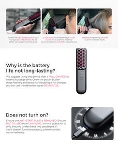Portable USB Rechargeable Heating Hair Straightener Cordless Fast Hair Straightener Electric <b>Hot</b> <b>Comb</b> - Product Image 4