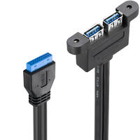 Bochara MotherBoard 20Pin a Dual USB 3,0 Cable hembra con lámina de montaje en panel de tornillo + blindado trenzado 50cm