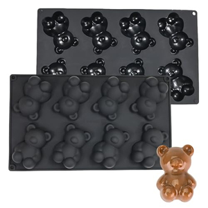 Molde para Pastel en Forma de Oso de 8 Cavidades, LFGB Platino, 100% de Grado Alimenticio, Antiadherente, Libre de BPA, de Silicona para Mousse - Product Image 1