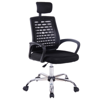 Chaise de bureau ergonomique moderne et réglable avec base rotative en acier inoxydable, accoudoirs en maille et réglage manuel de la hauteur pour