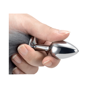 Hot Selling Grau und Weiß Fuchsschwanz Anal <span class=keywords><strong>Plug</strong></span> Edelstahl Metall Anal <span class=keywords><strong>Plug</strong></span> Sexspielzeug Schwanz Anal <span class=keywords><strong>Plug</strong></span> Schwanz für Mann Frauen - Product Image 4