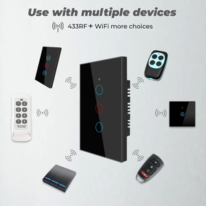 Interrupteur mural intelligent Wi-Fi tactile avec fil neutre 433 MHz en PC 220 V / Compatible Alexa <span class=keywords><strong>Google</strong></span> <span class=keywords><strong>Home</strong></span> pour interrupteurs muraux Bluetooth - Product Image 3