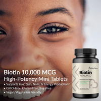 OEM ODM Sans OGM 180 Comprimés Végétariens Biotine 10 000 MCG Comprimés de Biotine Favorisent la Santé des Cheveux, de la Peau et des Ongles et la Production d'Énergie